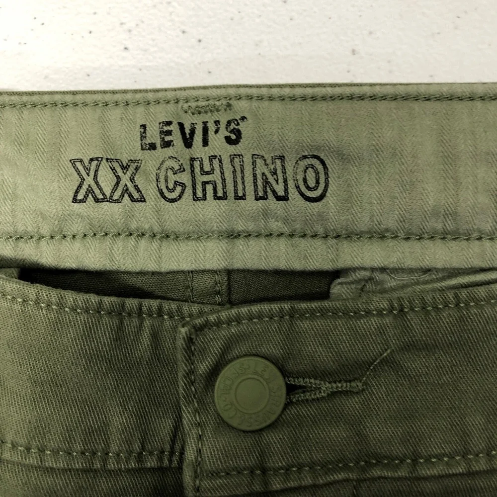 Levis XX Chino Pants Mens 31x32 Green Standard Taper Chicago Patch Stretch New